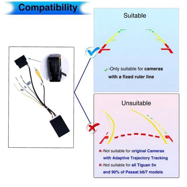 Alt view image 3 of 5 - SCUMAXCON RGB Backup Camera Adapter RGB to AV Cable for Golf/Jetta/TIGUAN/Polo RCD510/RNS510/315 Upgrade to RCD360 Radio