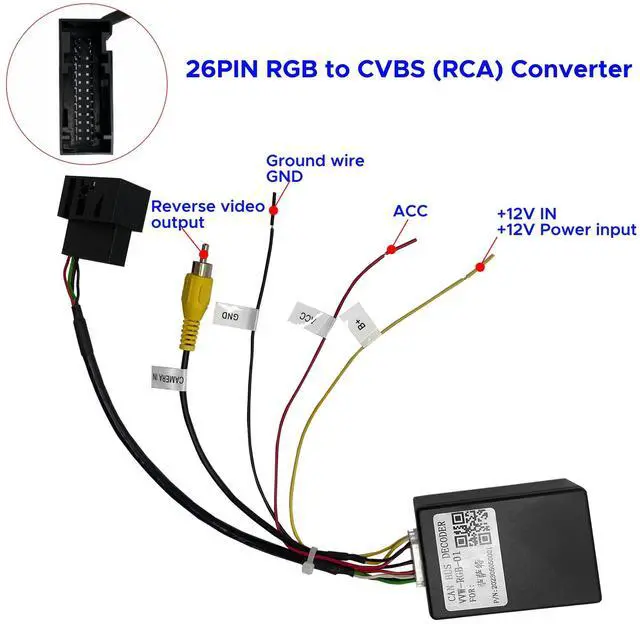 Alt view image 4 of 5 - SCUMAXCON RGB Backup Camera Adapter RGB to AV Cable for Golf/Jetta/TIGUAN/Polo RCD510/RNS510/315 Upgrade to RCD360 Radio