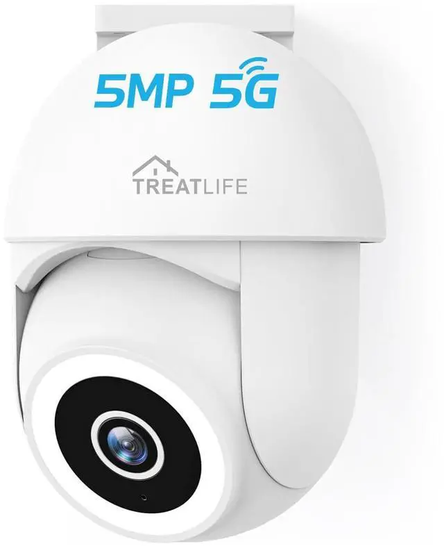 Main image of TREATLIFE 5MP Ultra HD 2.4G/5G WiFi Security Camera Outdoor Wired, Cameras for Home Security, Spotlight/Siren, AI Motion Detection, Color Night Vision, 2-Way Audio, Works with Alexa, Google Home, App