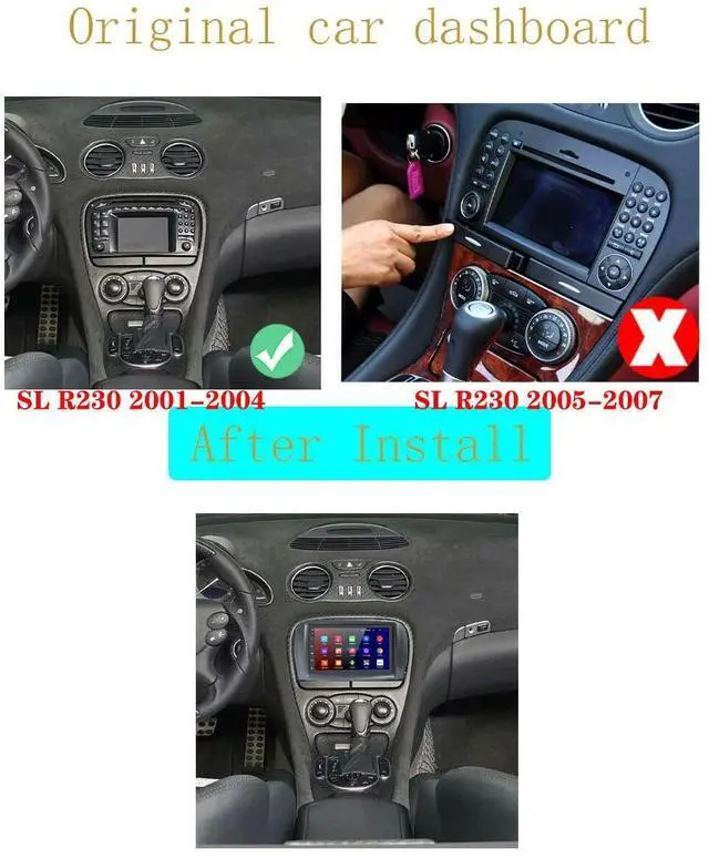 Alt view image 2 of 3 - XISEDO for Mercedes Benz SL Class R230 SL500 SL55 AMG SL600 2000-2004 Android 10.0 Car Stereo 7" in-Dash Head Unit Car Radio GPS Navigation Car Stereo RAM 2G ROM 32G Head Unit DSP CARPLAY