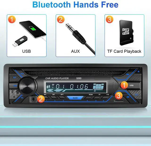 Alt view image 3 of 5 - Single Din Bluetooth Car Stereo with CD/DVD Player, Car Radio Single Din with AM/FM, SD Card/AUX/USB Playback