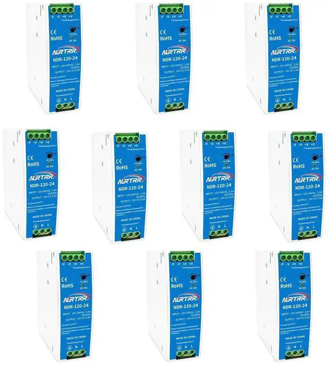 Main image of (10pcs) Din Rail 110v 120vac to 24v Power Supply 5 amp;Input 100-240Vac;Output:24 Volt;ndr 120-24 120w;Power Converter