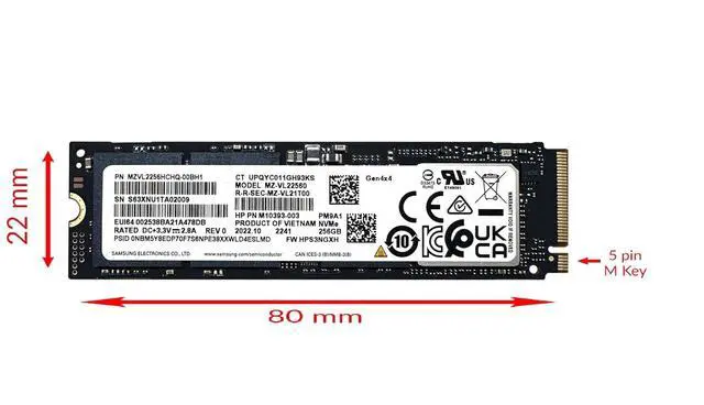 Alt view image 2 of 3 - OEM Samsung PM9A1 256GB M.2 PCIe NVME Solid State Drive SSD OEM 80mm 2280 MZVL2256HCHQ Gen 4 M Key