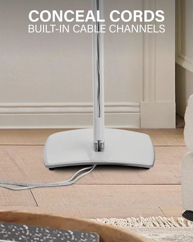 Alt view image 4 of 5 - SANUS Adjustable Height Wireless Speaker Stands Designed for Sonos One, One SL, and Play:1 - Tool-Free Adjustment up to 16" and Built-in Cable Management (White)