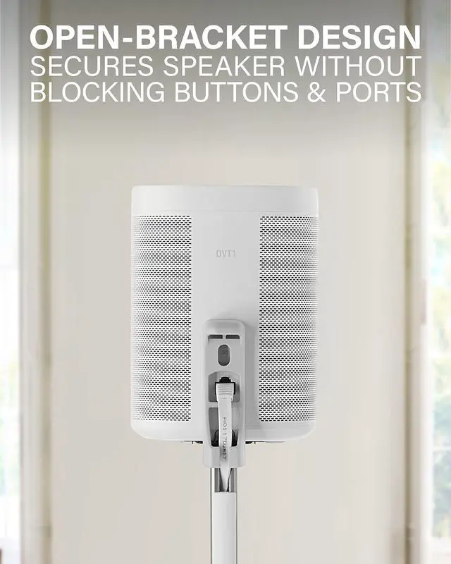 Alt view image 5 of 5 - SANUS Adjustable Height Wireless Speaker Stands Designed for Sonos One, One SL, and Play:1 - Tool-Free Adjustment up to 16" and Built-in Cable Management (White)
