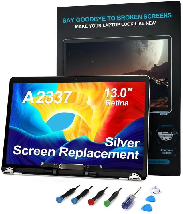 Main image of JYYSCRN A2337 Screen Replacement A2337 LCD for 13 inches MacBook M1 air 2020 Year 2560x1600 Replacement LCD Full Assembly for EMC 3598 MGN63 Silver