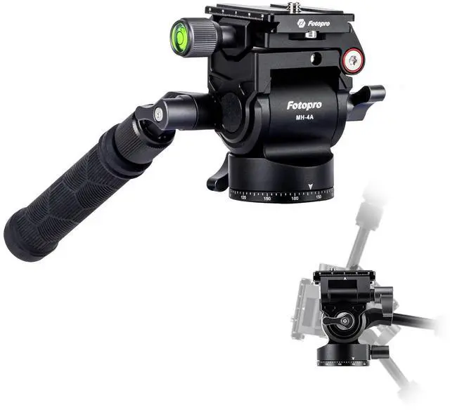 Main image of Fotopro Video Tripod Fluid Head, 360 Pan Tilt Head with Quick Release Plate, -75 to 90 Tilt, Safety Lock for DSLR Cameras, Camcorders & Video Shooting, Max Load 3kg/6.6 lbs, MH-4A