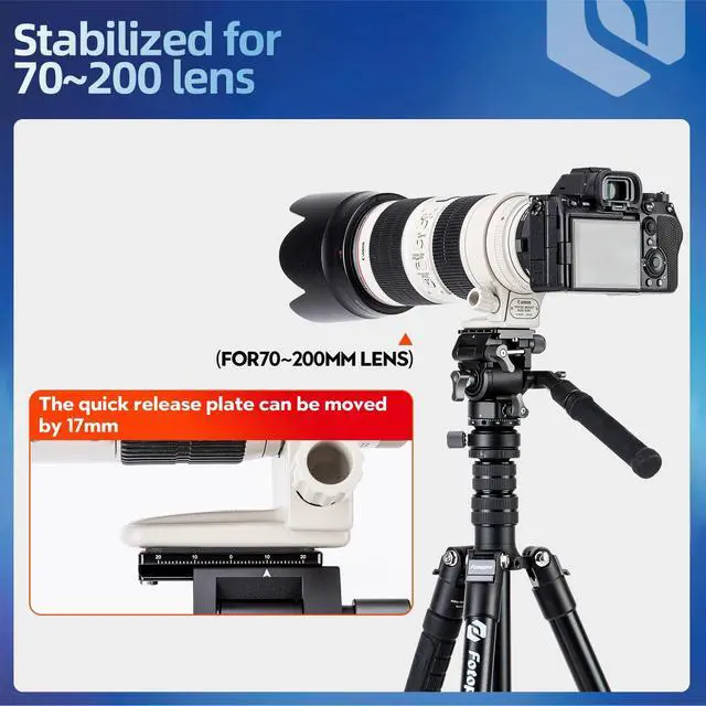 Alt view image 2 of 4 - Fotopro Video Tripod Fluid Head, 360 Pan Tilt Head with Quick Release Plate, -75 to 90 Tilt, Safety Lock for DSLR Cameras, Camcorders & Video Shooting, Max Load 3kg/6.6 lbs, MH-4A