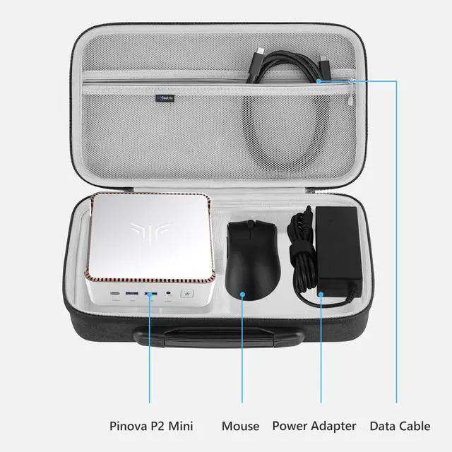 Alt view image 3 of 5 - GEEKRIA Mini PC Hard Shell Travel Case, Compatible with KAMRUI Pinova P2 /Pinova P1 /Hyper H2 /AM21 /Hyper H1 /E3 /E3B, GMKtec M5 Ultra /G3 Pro /G3S /M6 Ultra, Mini Computer Carrying Bag