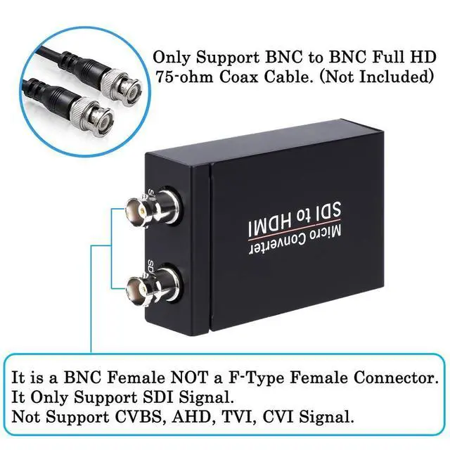 Alt view image 3 of 5 - Anber-Tech SDI to HDMI Converter, SDI to HDMI Audio De-embedder Support 3G-SDI, HD-SDI, SD-SDI Auto Format Detection and Stereo Audio De-embedder, SDI Loopout (Black)