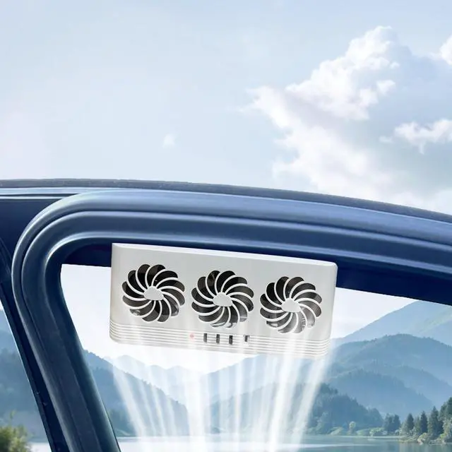 Main image of Torcarvh Car Solar Powered Window Exhaust Fan Vehicle Ventilation Fans Car Radiator Cooling Fan Cars Window Vent with Three Air Outlets (White)