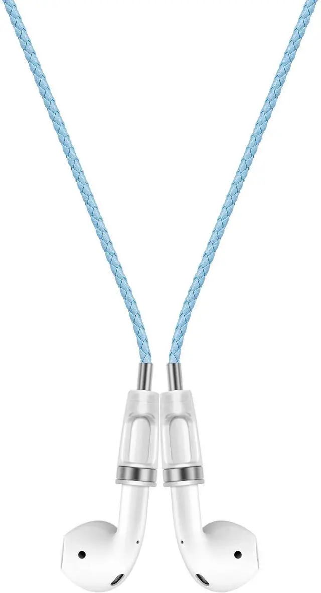 Main image of Lawonda Anti-Lost Neck Strap for Airpods, PU Leather Strong Magnetic Necklace Holder String, Compatible with AirPods 1&2 /3rd /Pro/Pro 2 Blue Silver
