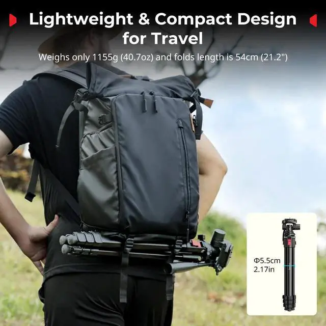 Alt view image 5 of 5 - SmallRig Aluminum Camera Tripod Stand AP-30, 67.7" Travel Tripod with Phone Clip & Carry Bag, Portable Tripods with Quick-Flip Lock Legs, for Live Streaming and Vlogging, Max Load 11lb