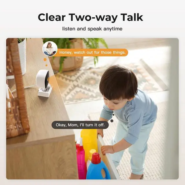 Alt view image 4 of 5 - 2K Cameras for Home Security,Indoor/Outdoor Security Camera for Baby/Elder/Dog/Pet,Outdoor Security Camera Indoor,Plug&Play,Color Night Vision, 2-Way Audio,24/7,Card Storage,Compatible with Alexa