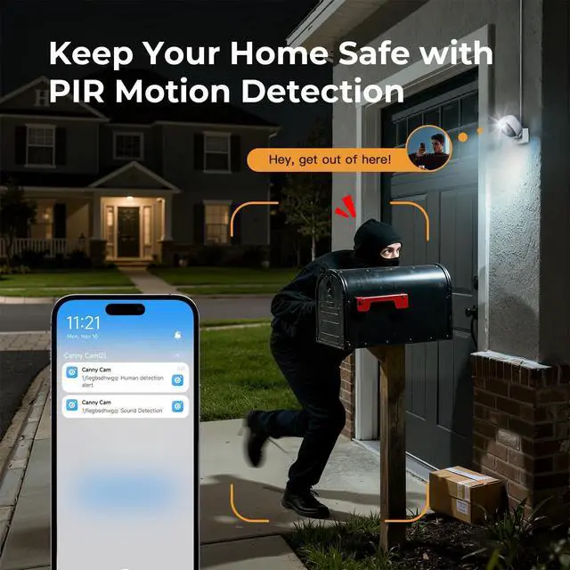 Alt view image 5 of 5 - 2K Cameras for Home Security,Indoor/Outdoor Security Camera for Baby/Elder/Dog/Pet,Outdoor Security Camera Indoor,Plug&Play,Color Night Vision, 2-Way Audio,24/7,Card Storage,Compatible with Alexa
