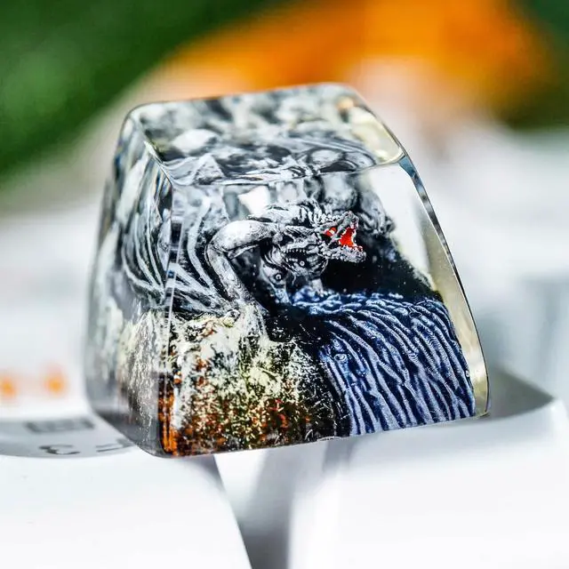 Alt view image 2 of 5 - Fantasy Dragon Artisan Keycap - 1U ESC, R1 SA Profile Custom Handmade Resin Cherry MX Switch Key Cap Mechanical Keyboard, Cool Tech Gifts for Men, Dad, Father's Day, Gamer, Space Lover