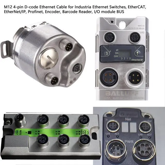 Alt view image 4 of 5 - HangTon Sensor Ethernet Data Cable M12 D-Coded 4 Pin for Baumer Sick Profinet EtherCat Automation Industrial Network CAT5e 24AWG Soft Shield Waterproof 8M