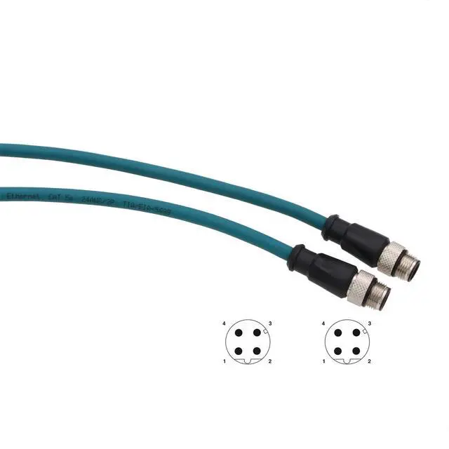 Alt view image 5 of 5 - HangTon Sensor Ethernet Data Cable M12 D-Coded 4 Pin for Baumer Sick Profinet EtherCat Automation Industrial Network CAT5e 24AWG Soft Shield Waterproof 8M