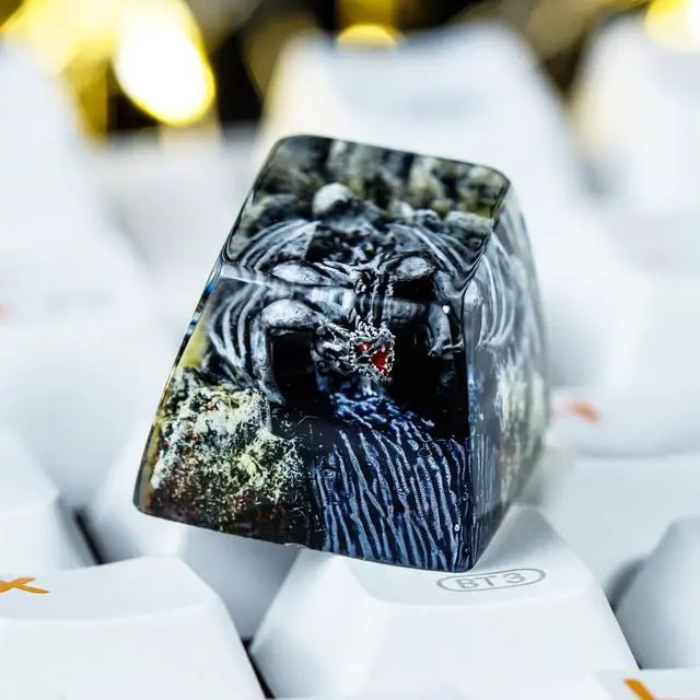 Alt view image 3 of 5 - Fantasy Dragon Artisan Keycap - 1U ESC, R1 SA Profile Custom Handmade Resin Cherry MX Switch Key Cap Mechanical Keyboard, Cool Tech Gifts for Men, Dad, Father's Day, Gamer, Space Lover