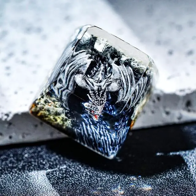 Alt view image 4 of 5 - Fantasy Dragon Artisan Keycap - 1U ESC, R1 SA Profile Custom Handmade Resin Cherry MX Switch Key Cap Mechanical Keyboard, Cool Tech Gifts for Men, Dad, Father's Day, Gamer, Space Lover