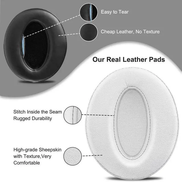 Alt view image 4 of 4 - SOULWIT Lambskin Earpads Replacement for Sennheiser HD 4.50BT/HD 4.50BTNC/HD4.50SE/HD4.40BT/HD4.30G/HD4.20S/HD458BT/HD 450/HD450BT/HD400S/HD350BT/Adapt 360(MB 360 UC)/Adapt 361 - Lambskin White