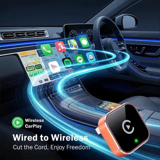 Alt view image 3 of 5 - Gallasys Wireless CarPlay Adapter for iPhone & Android Auto Adapter, Convert Wired to Wireless CarPlay Dongle,Dual-Band 5.8G WiFi+Bluetooth 5.4, Plug&Play, Compatible iOS10+ & Android11+