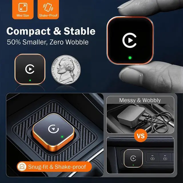 Alt view image 5 of 5 - Gallasys Wireless CarPlay Adapter for iPhone & Android Auto Adapter, Convert Wired to Wireless CarPlay Dongle,Dual-Band 5.8G WiFi+Bluetooth 5.4, Plug&Play, Compatible iOS10+ & Android11+