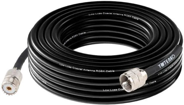 Main image of YOTENKO CB Coax Cable 25ft, RG8x Coaxial Cable UHF SO239 Female to PL259 Male Connector Coax 50 Ohm for CB Radio Ham Radio HF VHF Radio