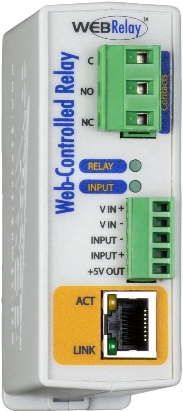 Main image of WebRelay Remote Accessible Ethernet Relay and Digital Input Module (9-28 VDC Power Supply Required ^^ X-WR-1R12-1I-I)