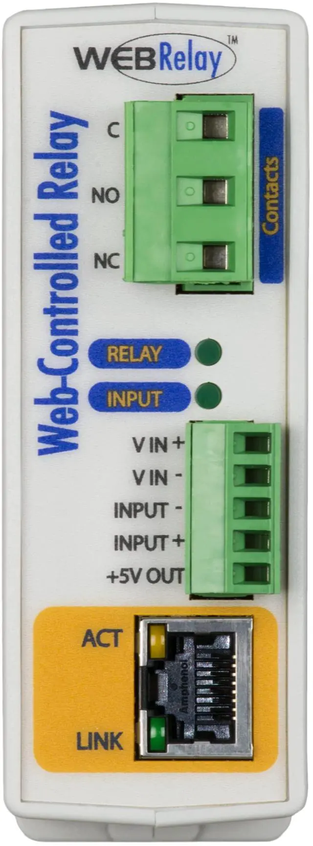 Alt view image 2 of 5 - WebRelay Remote Accessible Ethernet Relay and Digital Input Module (9-28 VDC Power Supply Required ^^ X-WR-1R12-1I-I)