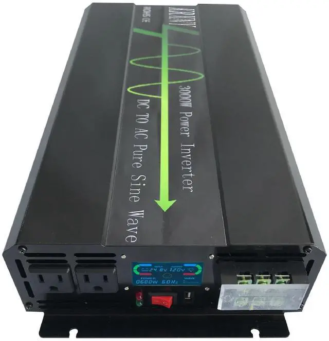 Main image of KRXNY 3000W Pure Sine Wave Power Inverter Converter 24V DC to 120V AC 60HZ Off Grid with LCD Display for RV Camping Home Solar