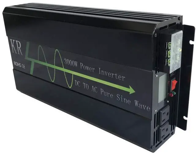 Alt view image 5 of 5 - KRXNY 3000W Pure Sine Wave Power Inverter Converter 24V DC to 120V AC 60HZ Off Grid with LCD Display for RV Camping Home Solar