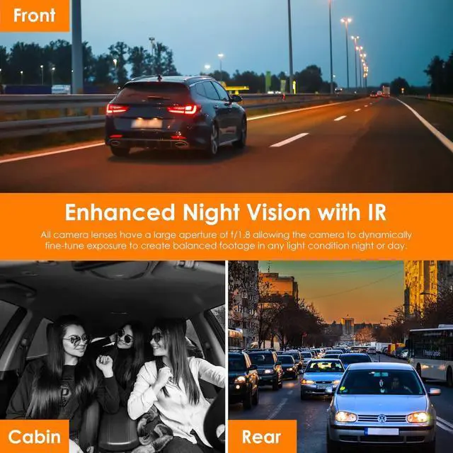 Alt view image 5 of 5 - REXING V2 PRO AI Dash CAM, 3 Channel Front Cabin Rear 1080p Recording,2.7 LCD,WiFi,Mobile App,GPS,Night Vision,Artificial Intelligence Dash Camera ADAS, Collision, Pedestrian,Lane Departure Warning
