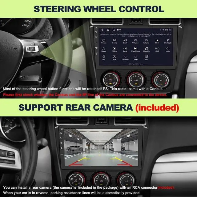 Alt view image 4 of 5 - Pyniro Car Radio Upgrade for Subaru Forester 2015-2018 Android 13 2GB+64GB Car Stereo Replacement Head Unit with CarPlay Android Auto10 Inch Touchscreen with Bluetooth/GPS/FM/AM/BackCamera (2G+64G)