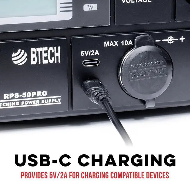 Alt view image 4 of 5 - BTECH RPS-50PRO 50A (50 Amp) Regulated Power Supply, AC-to-DC Bench Convertor, Adjustable 915V (Fixed 13.8V Option), Anderson Powerpole Connectors, Noise Offset, USB-C, and Cigarette Plug Outputs