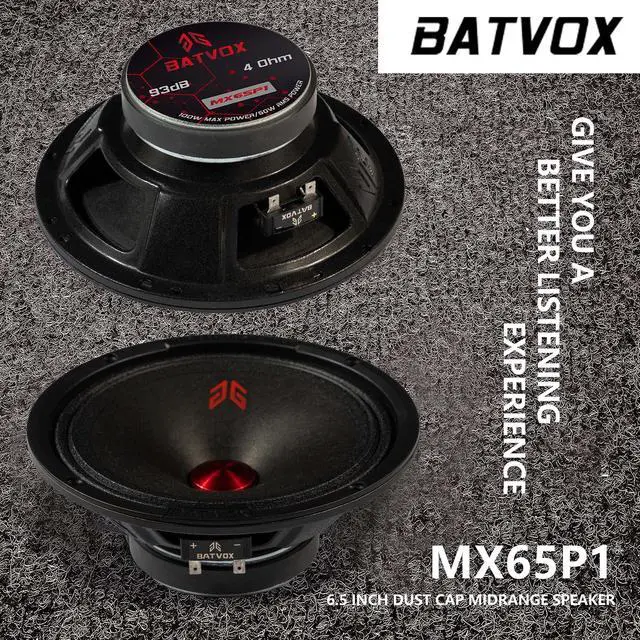 Alt view image 4 of 5 - Gaooger MX65P1 Midrange Loudspeaker 6.5" Red Dust Cap, 200W Max, 4 Ohms, Premium Quality Audio Door Speakers for Car or Truck Stereo Sound System, Black (2 Speaker)