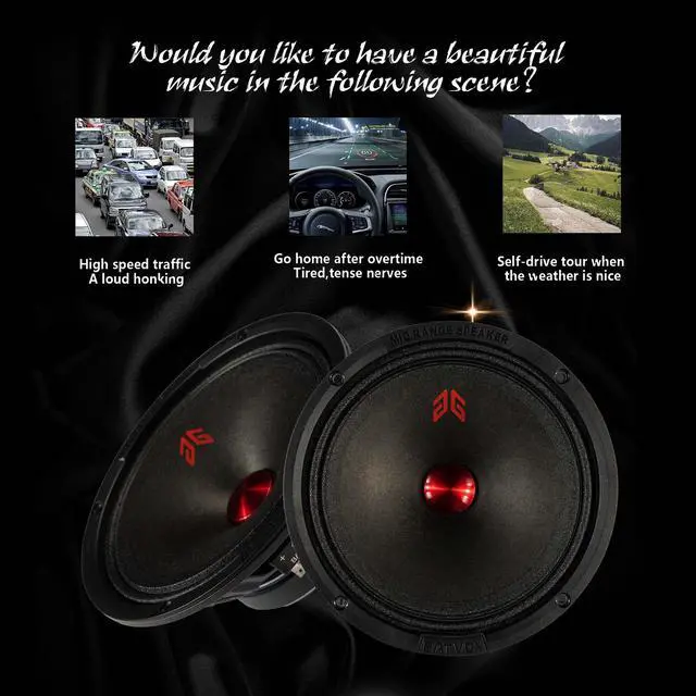 Alt view image 5 of 5 - Gaooger MX65P1 Midrange Loudspeaker 6.5" Red Dust Cap, 200W Max, 4 Ohms, Premium Quality Audio Door Speakers for Car or Truck Stereo Sound System, Black (2 Speaker)