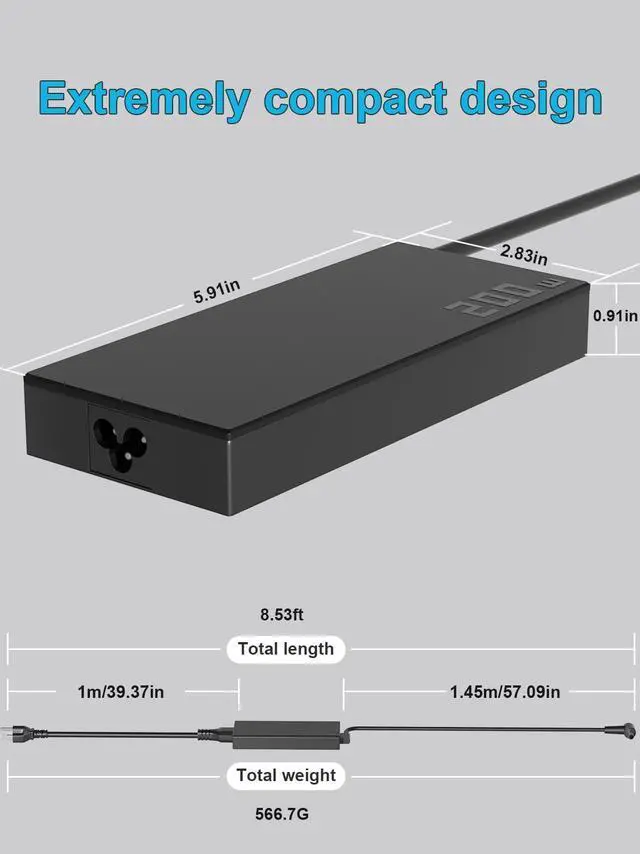 Alt view image 4 of 5 - HSXIRQA 200W 4.5mm Tip AC Charger Compatible with Asus Vivobook Pro 15 16 14 16X 14X Q543 Q533 N6506 M6500 K6502 N7401 Zenbook Pro/Flip/Duo 14 15 17 UX8402 UM6702 Laptop (Work for 180W 150W 120W)