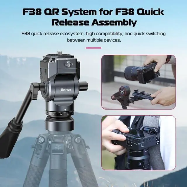 Alt view image 2 of 5 - ULANZI F38 Video Fluid Head for Camera Tripod - Mini Pan Tilt Head With Quick Release Plate - Lightweight Filming Equipment for Compact Camera Load up to 6.6lb/3kg