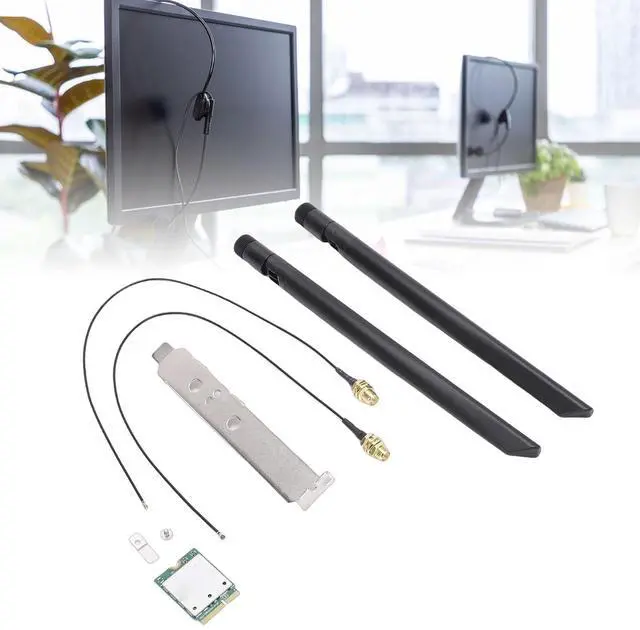 Alt view image 4 of 5 - WiFi 7 Wireless Card QCNCM865 Tri Band 5.8Gbps M.2 NGFF Network Adapter 320MHz 4K QAM, with 2 External Antennas Stand Kit, for 11 PC Desktop