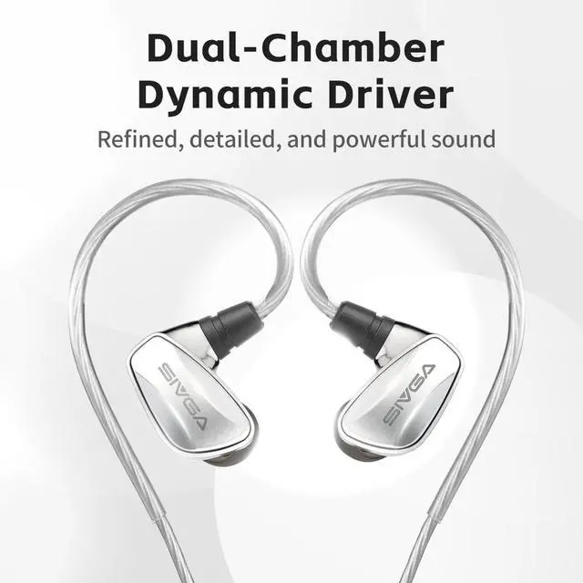 Alt view image 2 of 5 - SIVGA SM100 Dual-Chamber 10mm Dynamic Driver Wired Earphones with Mic, 0.78mm 2-Pin Detachable Cable, Zinc Alloy Housing, Silver-Plated Copper Cable, for Music & Gaming