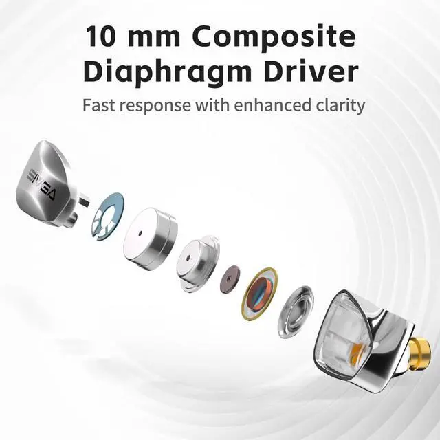 Alt view image 3 of 5 - SIVGA SM100 Dual-Chamber 10mm Dynamic Driver Wired Earphones with Mic, 0.78mm 2-Pin Detachable Cable, Zinc Alloy Housing, Silver-Plated Copper Cable, for Music & Gaming