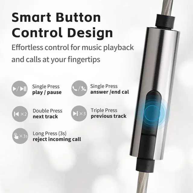 Alt view image 5 of 5 - SIVGA SM100 Dual-Chamber 10mm Dynamic Driver Wired Earphones with Mic, 0.78mm 2-Pin Detachable Cable, Zinc Alloy Housing, Silver-Plated Copper Cable, for Music & Gaming