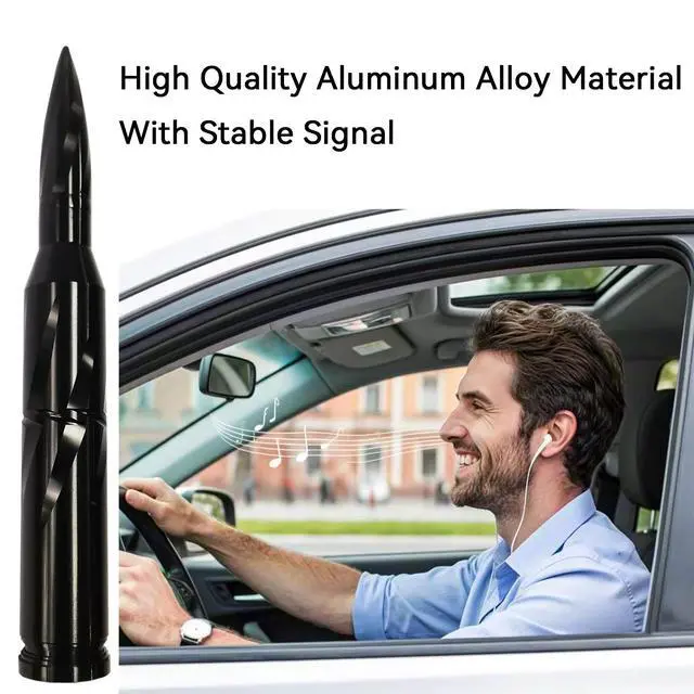 Alt view image 4 of 5 - Car Truck Bullet Antenna 50 Cal Bullet Antenna Truck Accessories Universal Replacement for GMC Sierra 1500 Chevy Dodge Ram Silverado 1500 2500 3500 Ford F150 F250 F350 Spiral Pattern (Black, 7.8inch)