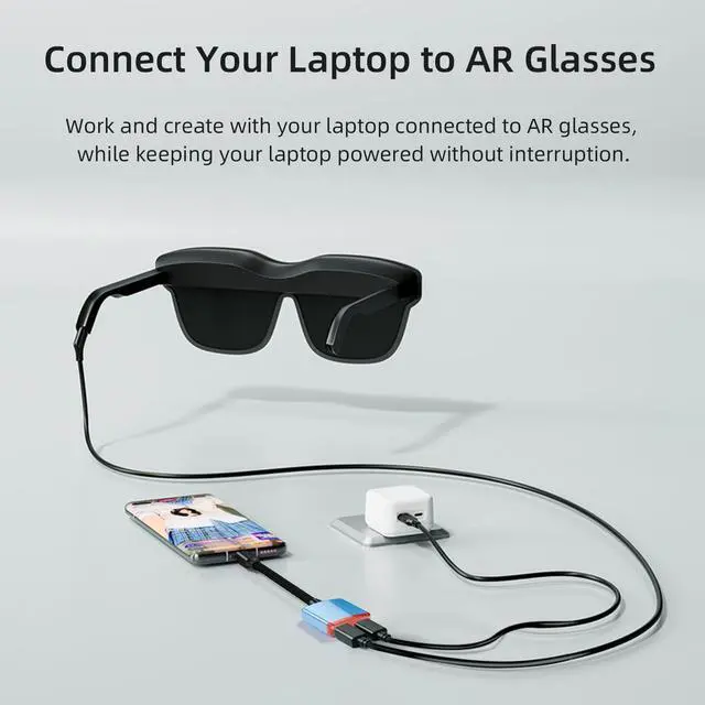 Alt view image 3 of 5 - NEXHYPE AR Glasses Hub, USB C Adapter, 8K 60Hz Charge and Play Adapter, PD 100W Fast Charging, Compatible with Xreal, Portable Monitor, Laptop, Phone, Pad, Steam Deck, Switch and Other USB C Devices