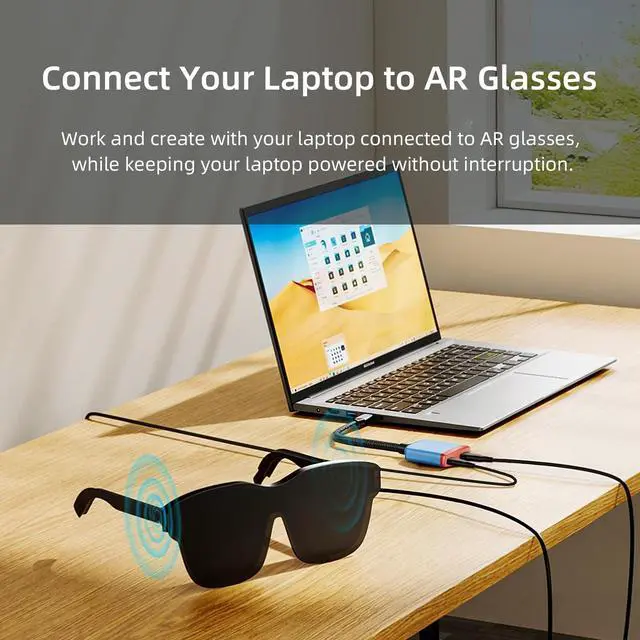 Alt view image 4 of 5 - NEXHYPE AR Glasses Hub, USB C Adapter, 8K 60Hz Charge and Play Adapter, PD 100W Fast Charging, Compatible with Xreal, Portable Monitor, Laptop, Phone, Pad, Steam Deck, Switch and Other USB C Devices