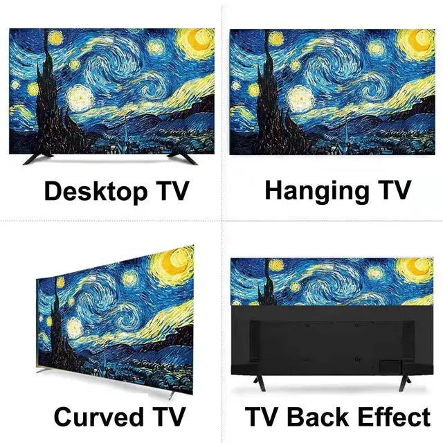 Alt view image 2 of 5 - ALHBEJT TV Cover TV Display Protector for LCD LED Dust Cover for Desktop TV Hanging TV and Curved TV Dust-Proof Colorful TV Screen Protectors(Starry Sky,55inch)
