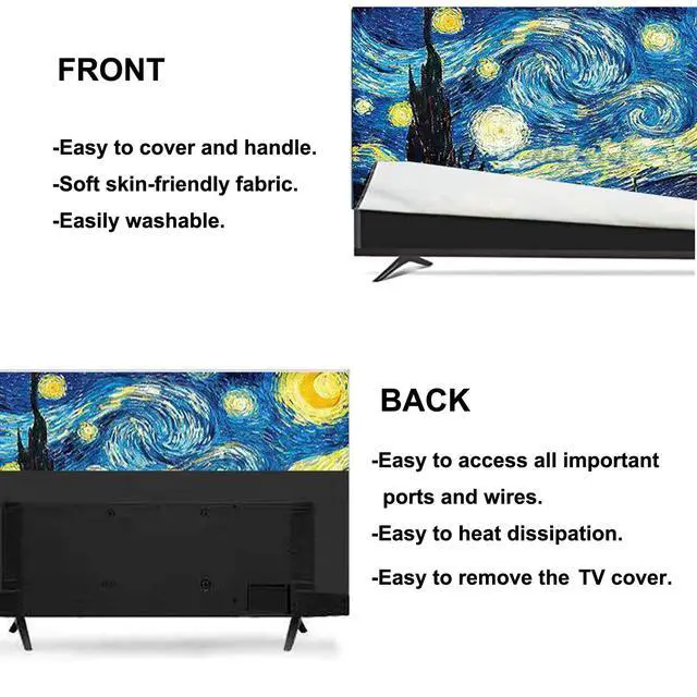 Alt view image 3 of 5 - ALHBEJT TV Cover TV Display Protector for LCD LED Dust Cover for Desktop TV Hanging TV and Curved TV Dust-Proof Colorful TV Screen Protectors(Starry Sky,55inch)