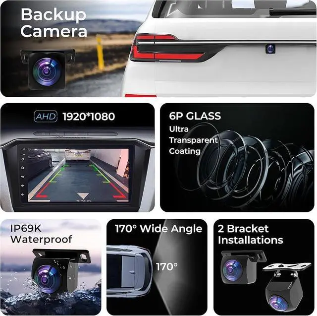 Alt view image 2 of 5 - Backup Camera,AHD 1080P 170 Degree Wide Angle Rearview Reversing Camera,Clear Night Vision IP69 Waterproof Reverse Rear View Camera for Car Vehicle SUV RV
