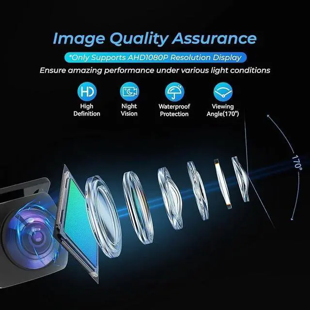 Alt view image 3 of 5 - Backup Camera,AHD 1080P 170 Degree Wide Angle Rearview Reversing Camera,Clear Night Vision IP69 Waterproof Reverse Rear View Camera for Car Vehicle SUV RV